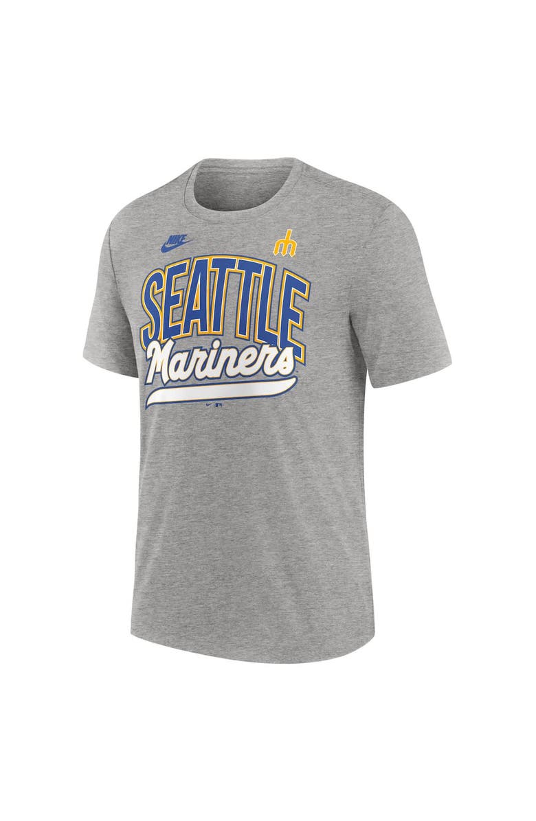 Nike Men's Nike Heather Gray Seattle Mariners Cooperstown Collection Retro Tri-Blend T-Shirt, Alternate, color, Heather Gray
