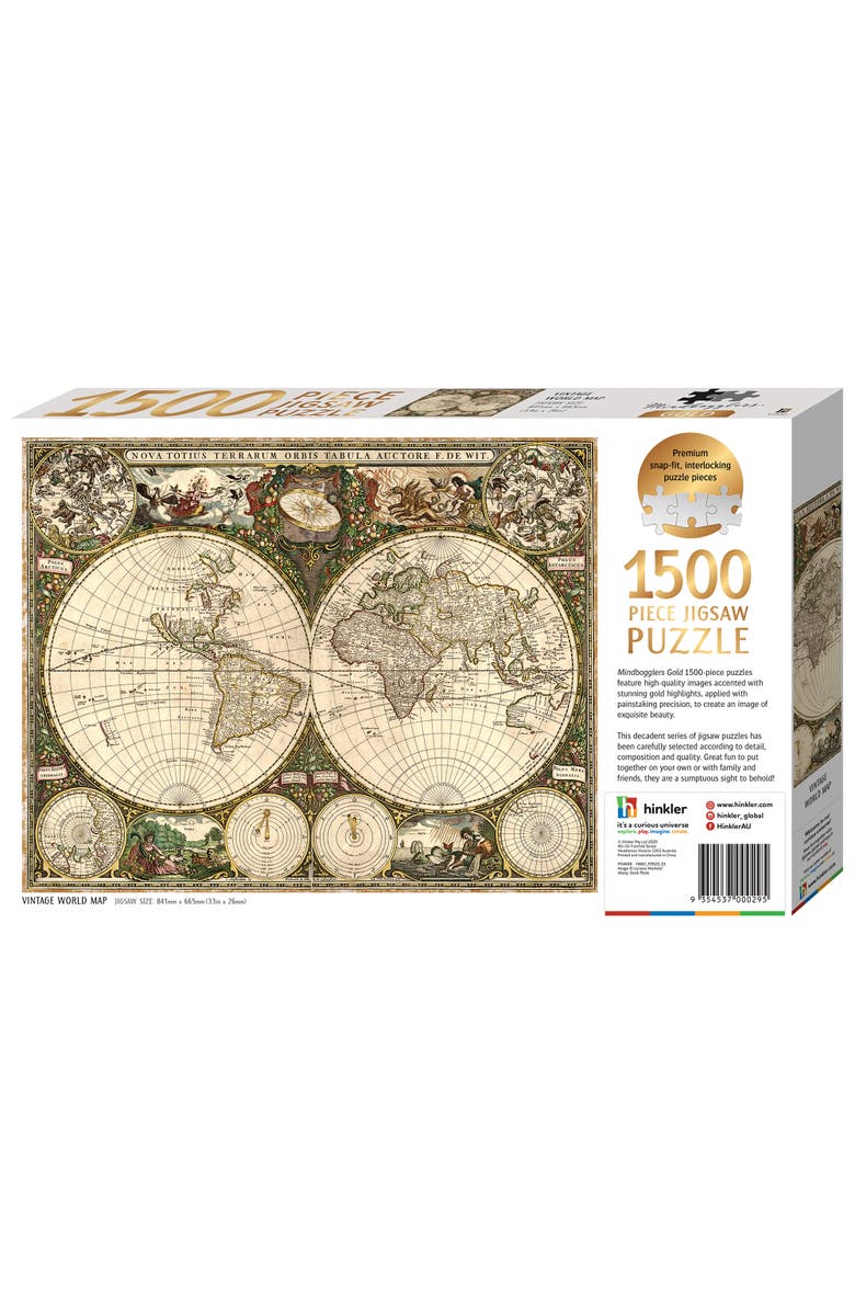 Mindbogglers Gold Vintage World Map Jigsaw Puzzle, 1500Piece, Alternate, color, 