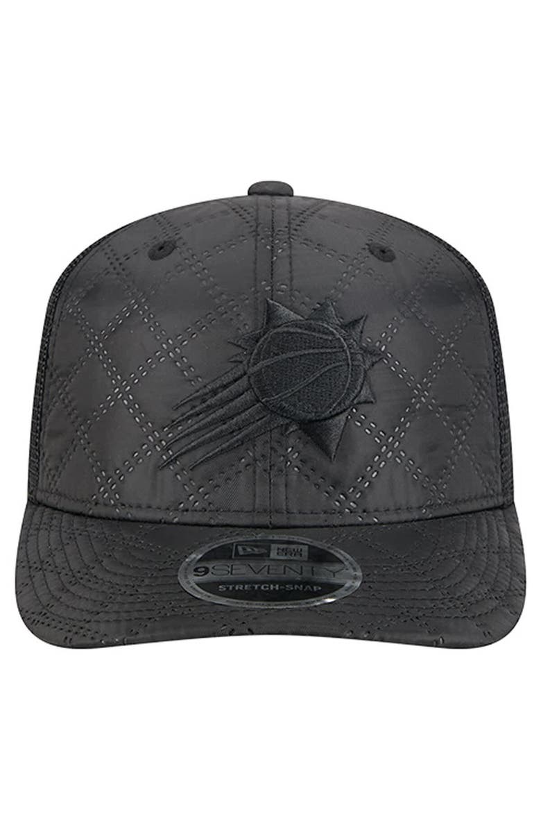 New Era Men's New Era  Black Phoenix Suns Quilted 9SEVENTY Trucker Adjustable Hat, Alternate, color, Black