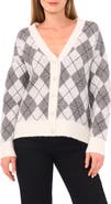 CeCe Argyle V-Neck Cardigan