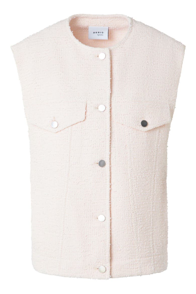 Bouclé Tweed Oversize Vest, Alternate, color, PALE PINK-CREAM