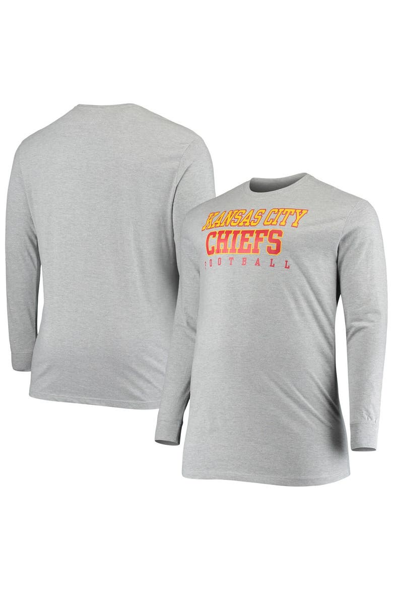 Men's Fanatics Branded Heathered Gray Kansas City Chiefs Big & Tall Practice Long Sleeve T-Shirt, Main, color, Heather Gray