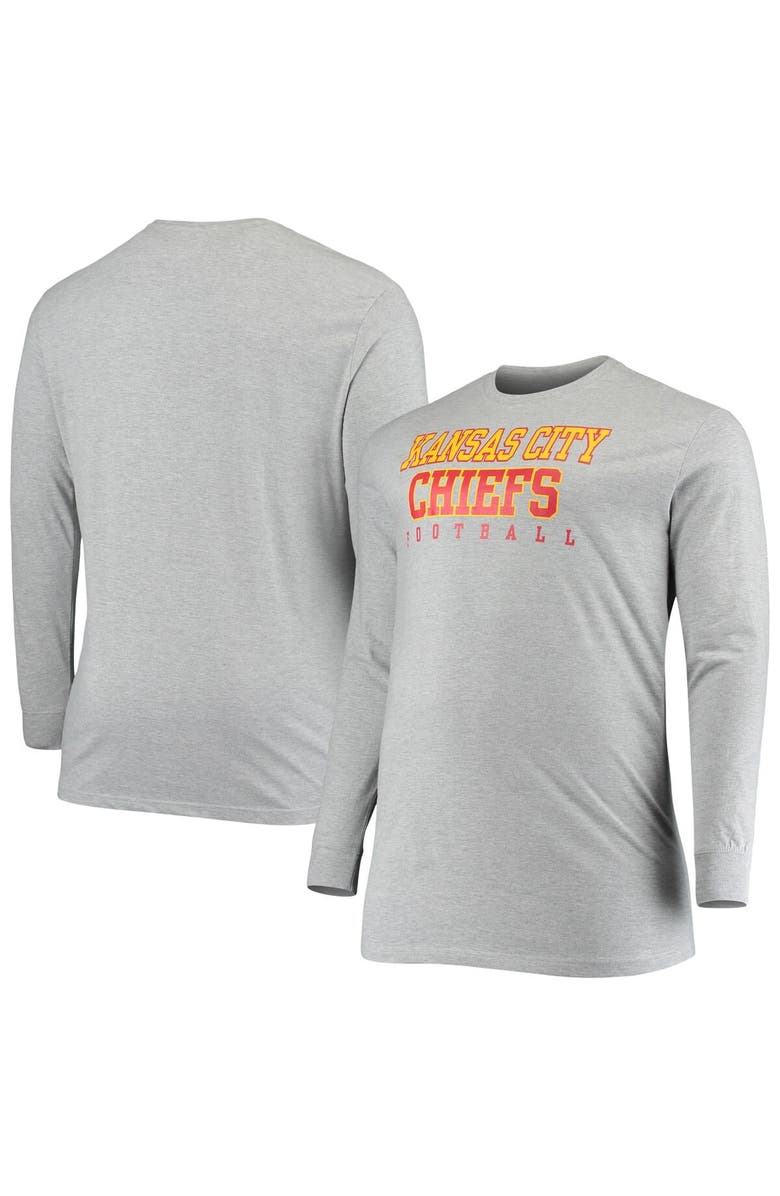 FANATICS Men's Fanatics Branded Heathered Gray Kansas City Chiefs Big & Tall Practice Long Sleeve T-Shirt, Main, color, 