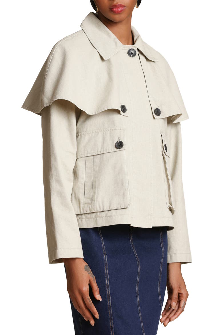 Cotton Cape Jacket, Alternate, color, LIMESTONE