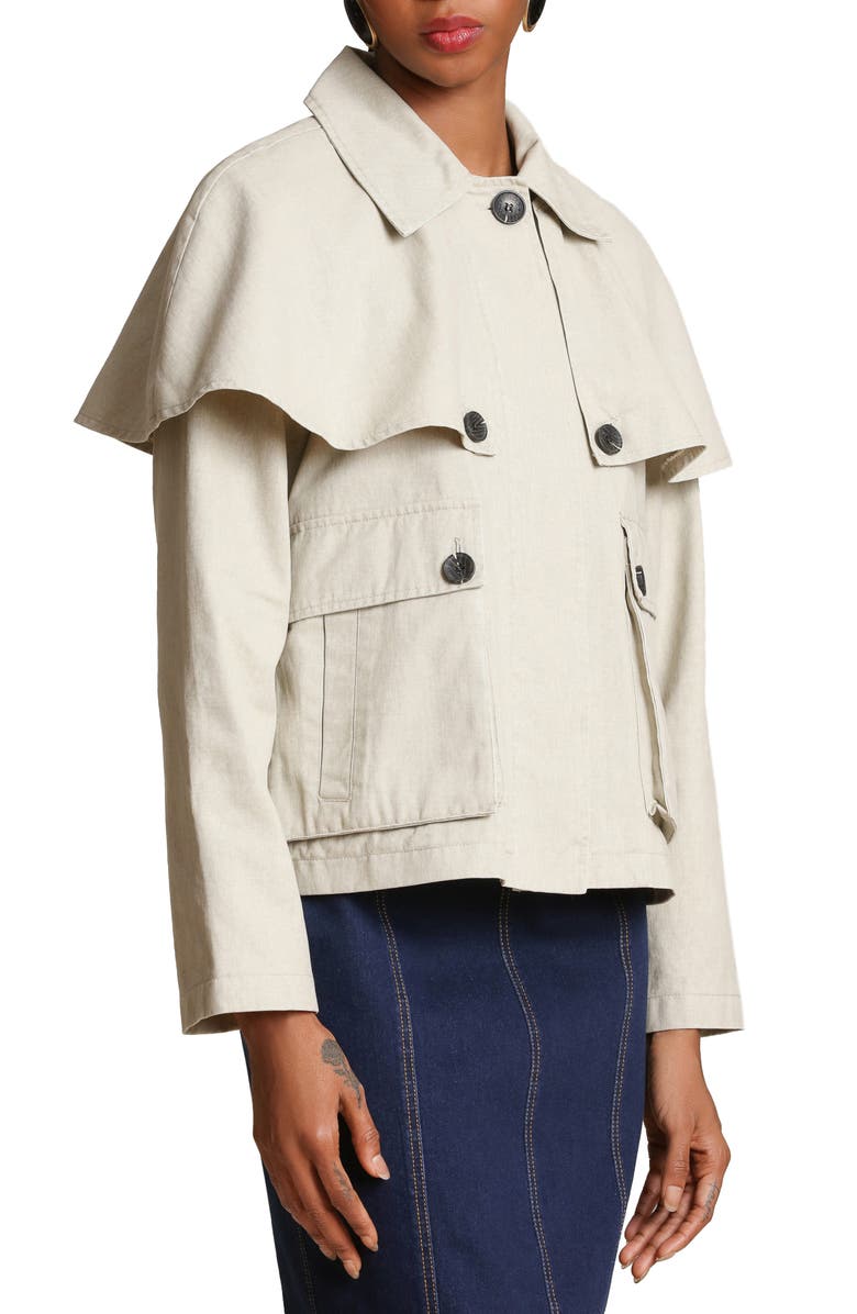 Avec Les Filles Cape Detail Cotton Jacket, Alternate, color, Limestone
