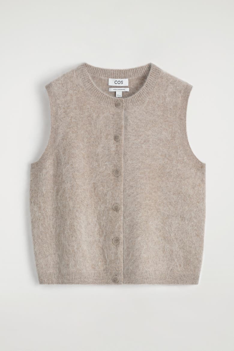 Brushed-Cashmere Vest, Alternate, color, BEIGE
