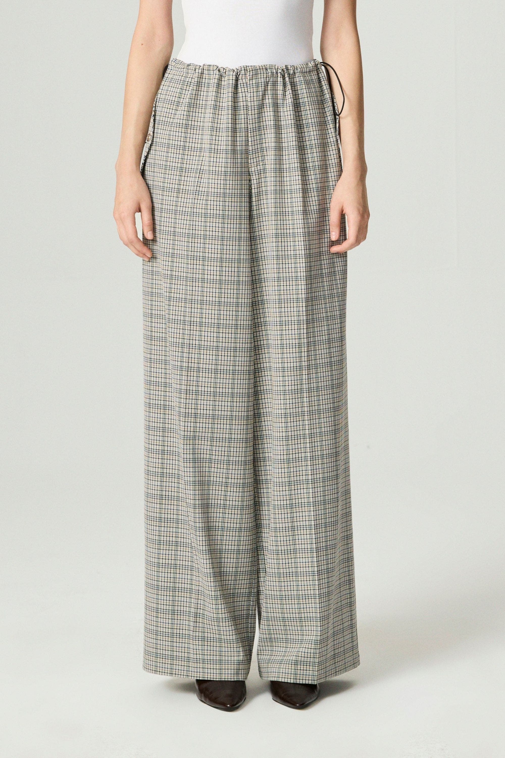 Plaid Wide-Leg Drawstring Pants - image 2