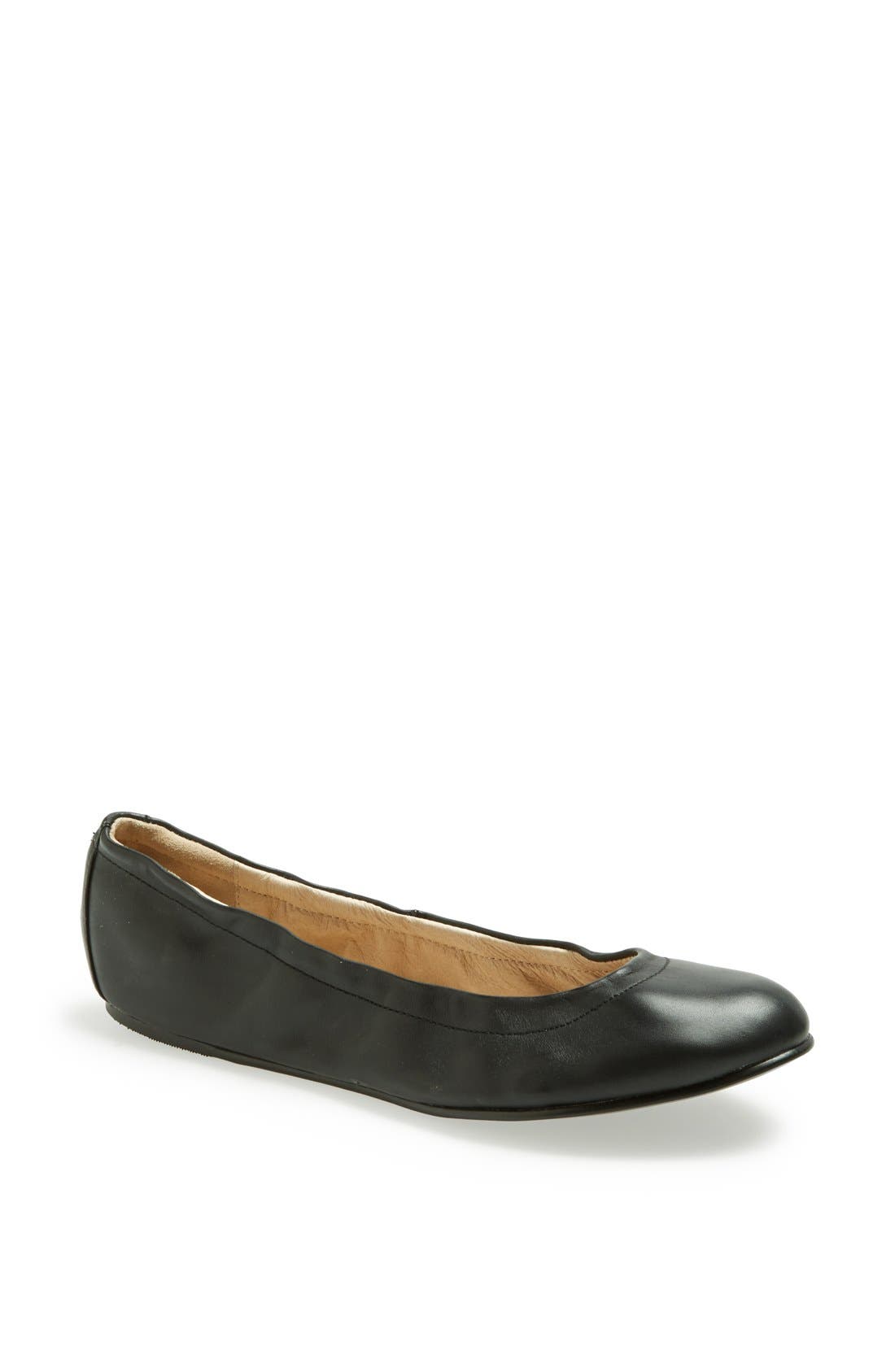'Mirah' Leather Ballet Flat, Main, color, BLACK