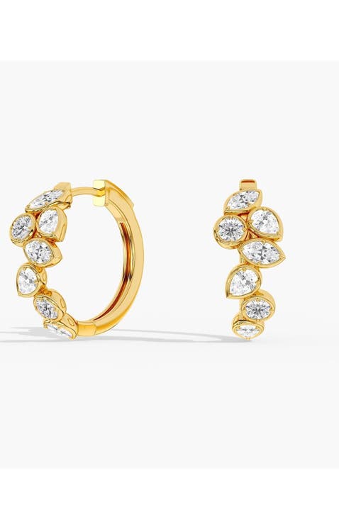 Gold Frame Multi-Shape Lab Diamond Hoop in 14K Gold