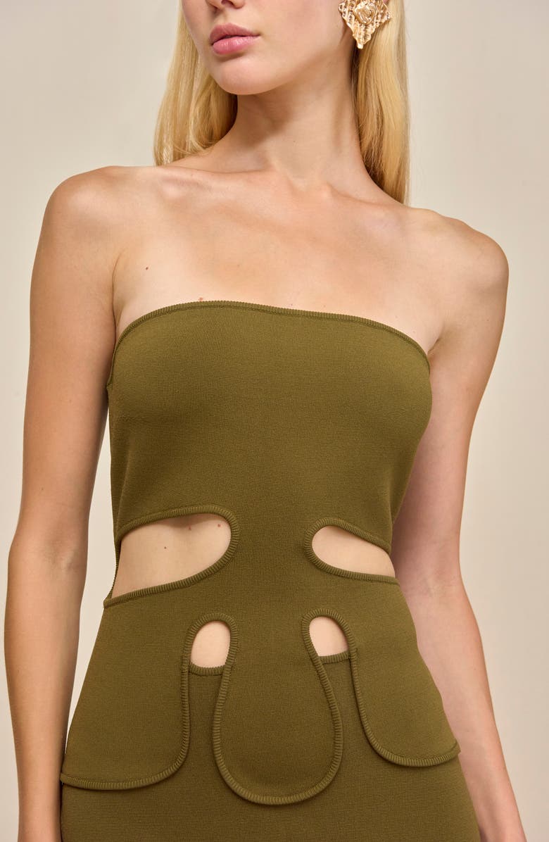 Cult Gaia Brunelo Cutout Detail Strapless Sweater Dress, Alternate, color, Rosemary