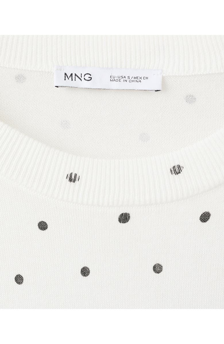 MANGO Polka Dot Short Sleeve Sweater, Alternate, color, Off White