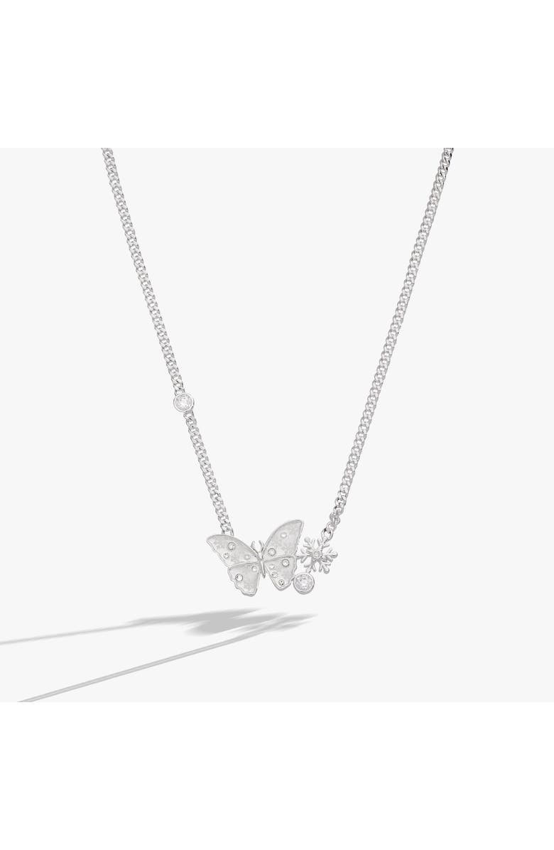 Alex and Ani Glass Butterfly Inline Necklace, Main, color, Silver