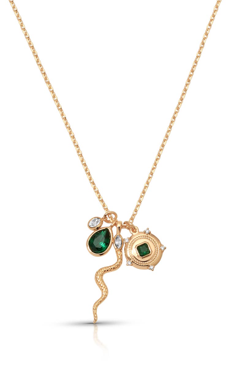 Ettika Serpentina Charm Necklace, Main, color, Green