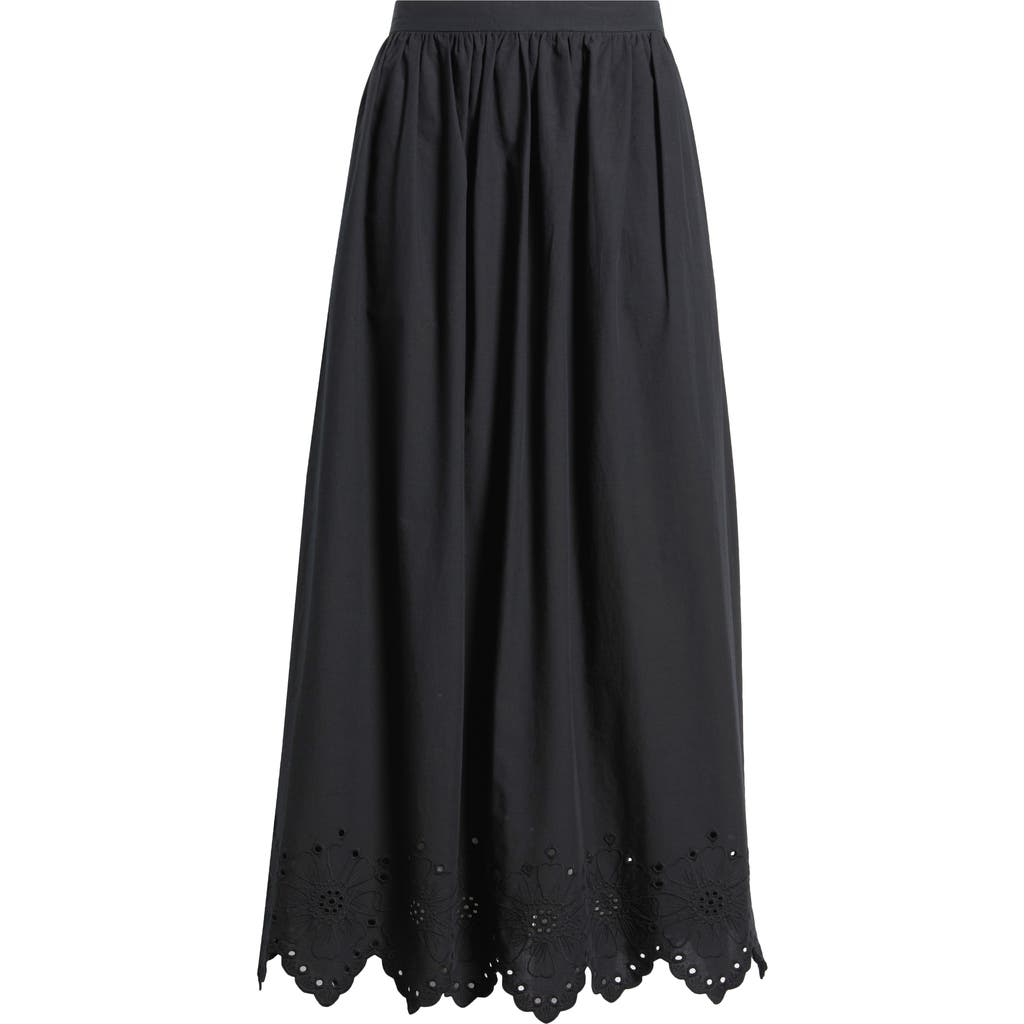 Mango Claus Eyelet Maxi Skirt In Black