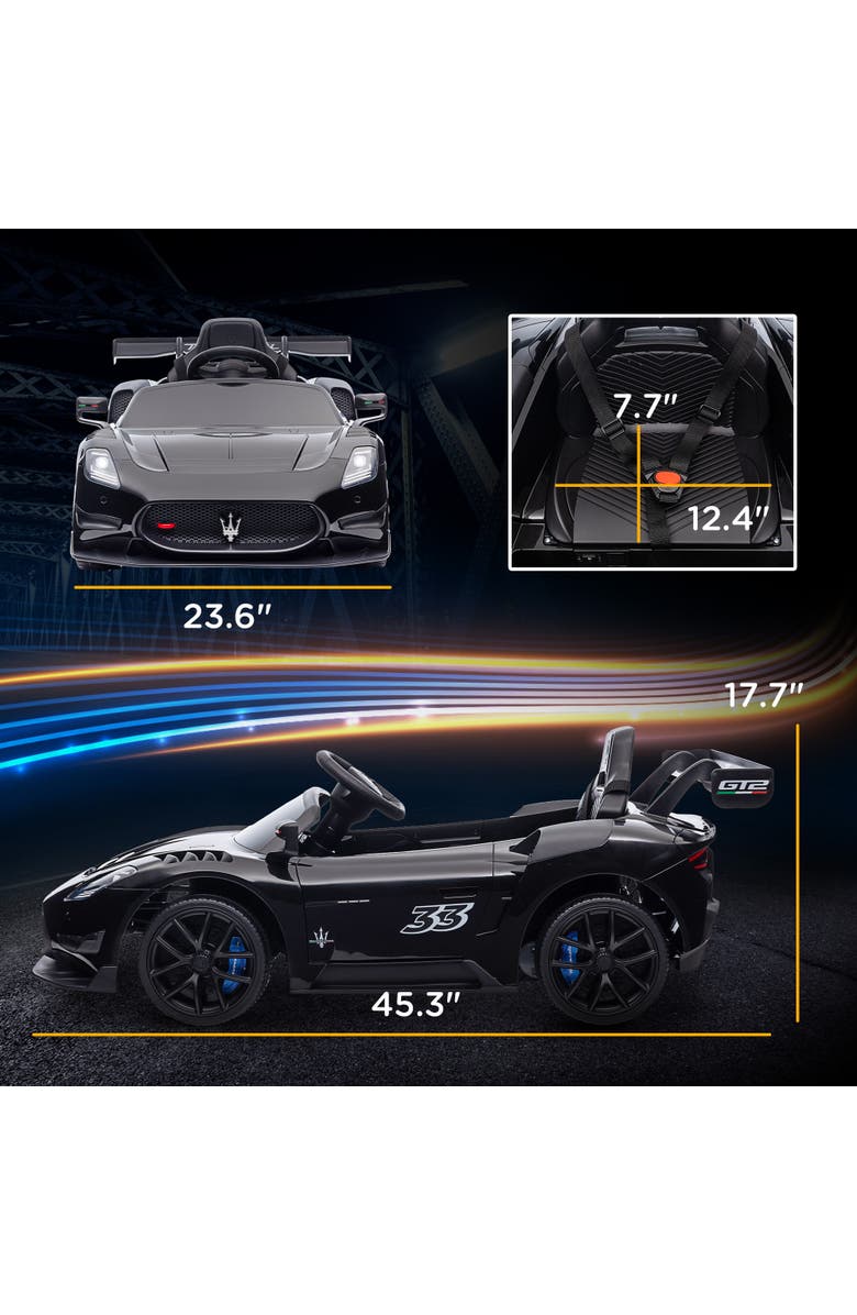 Qaba Maserati GT2 12V Kids Ride On Car with Remote, Shock-Absorbers, Alternate, color, Black