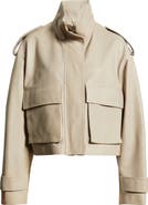 Fleurette Maeve Crop Leather Moto Jacket