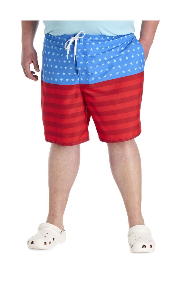 Harbor Bay by DXL Big & Tall Americana Swim Trunks, Main, color, Blue Multi