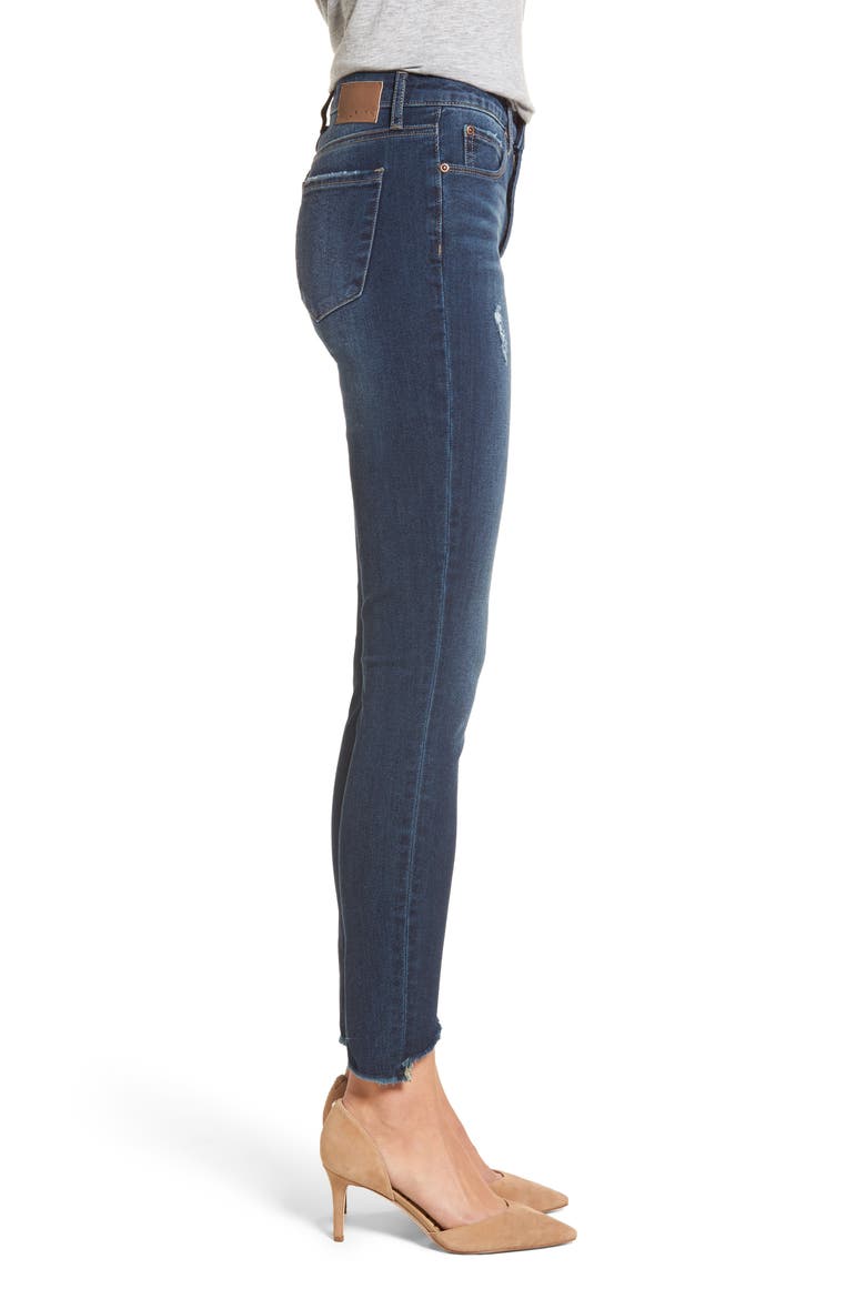 Diagonal Ripped Step Skinny Jeans, Alternate, color, DARK WASH