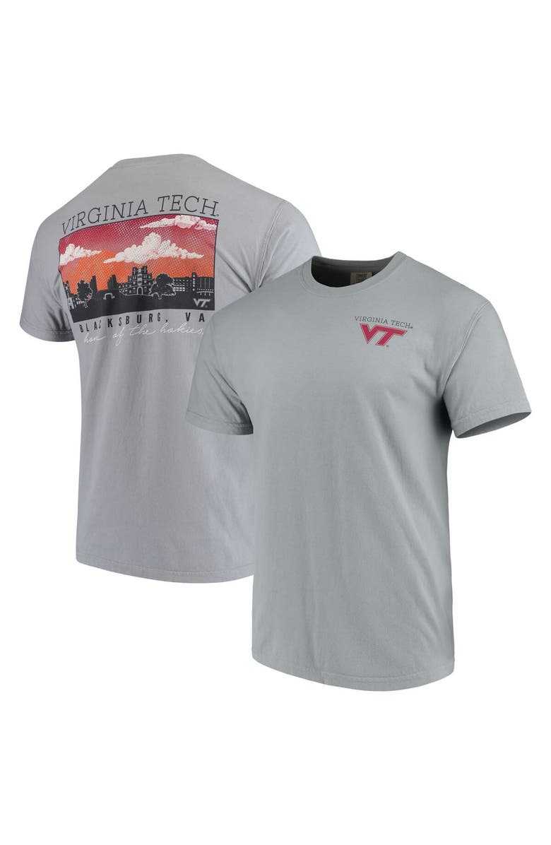 IMAGE ONE Men's Gray Virginia Tech Hokies Team Comfort Colors Campus Scenery T-Shirt, Main, color, 