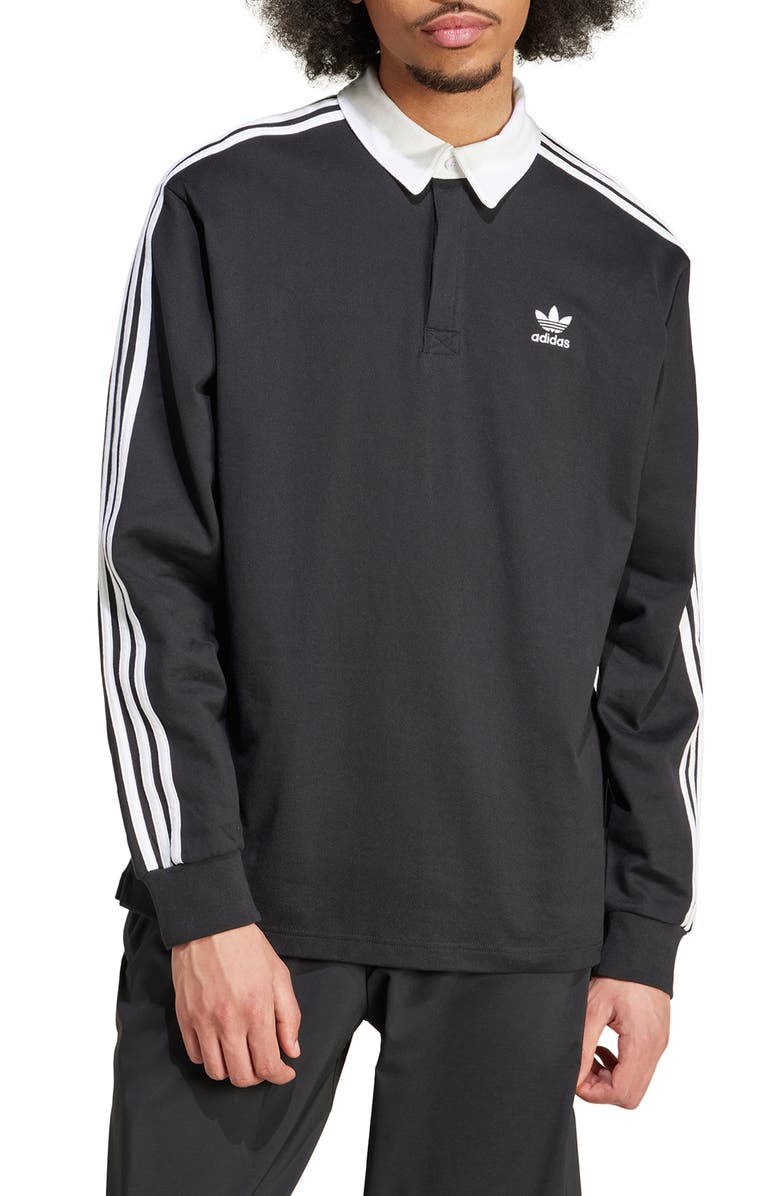 adidas 3-Stripes Long Sleeve Rugby Polo, Main, color,