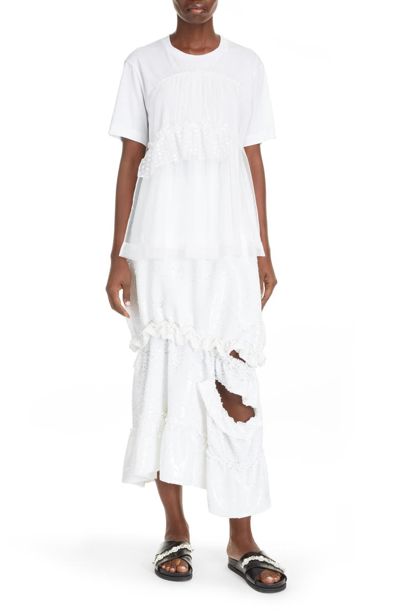 Simone Rocha Sequin Tulle Panel T-Shirt, Alternate, color, 