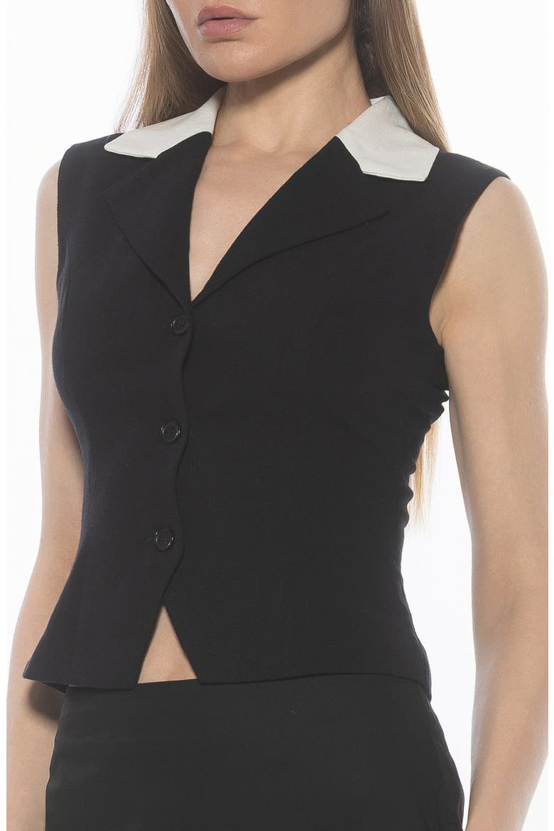 Luisa Cotton & Linen Vest, Alternate, color, BLACK IVORY