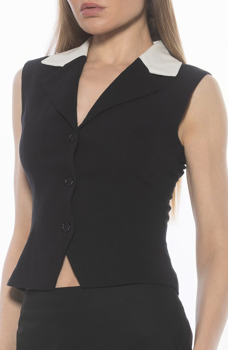 Alexia Admor Luisa Cotton & Linen Vest, Alternate, color, Black Ivory