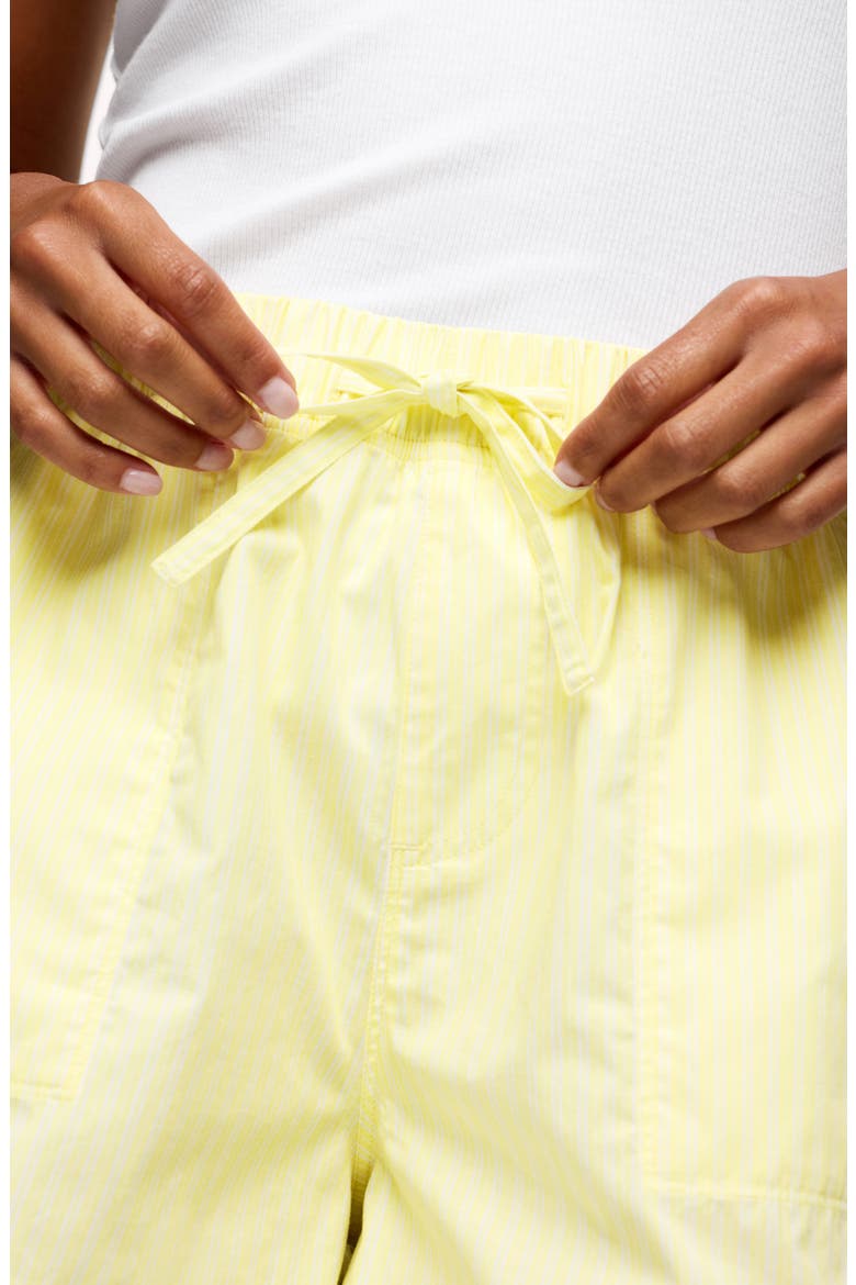 Floral Cotton Drawstring Shorts, Alternate, color, LEMON STRIPE
