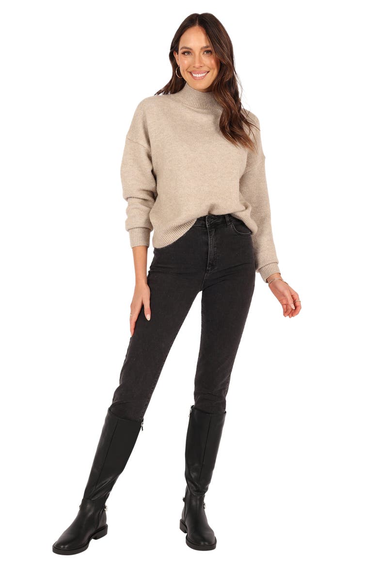 Brianna Mock Neck Sweater, Alternate, color, BEIGE