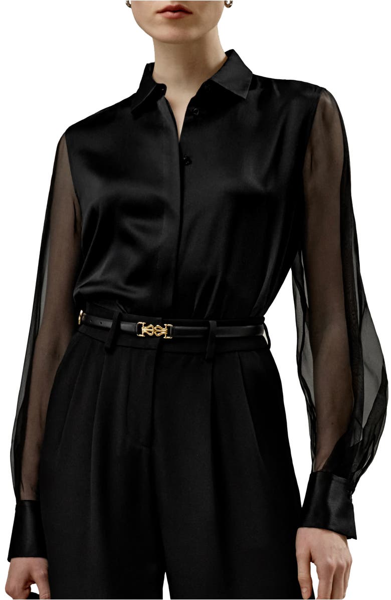Lilysilk Ethereal Silk Shirt, Main, color, Black