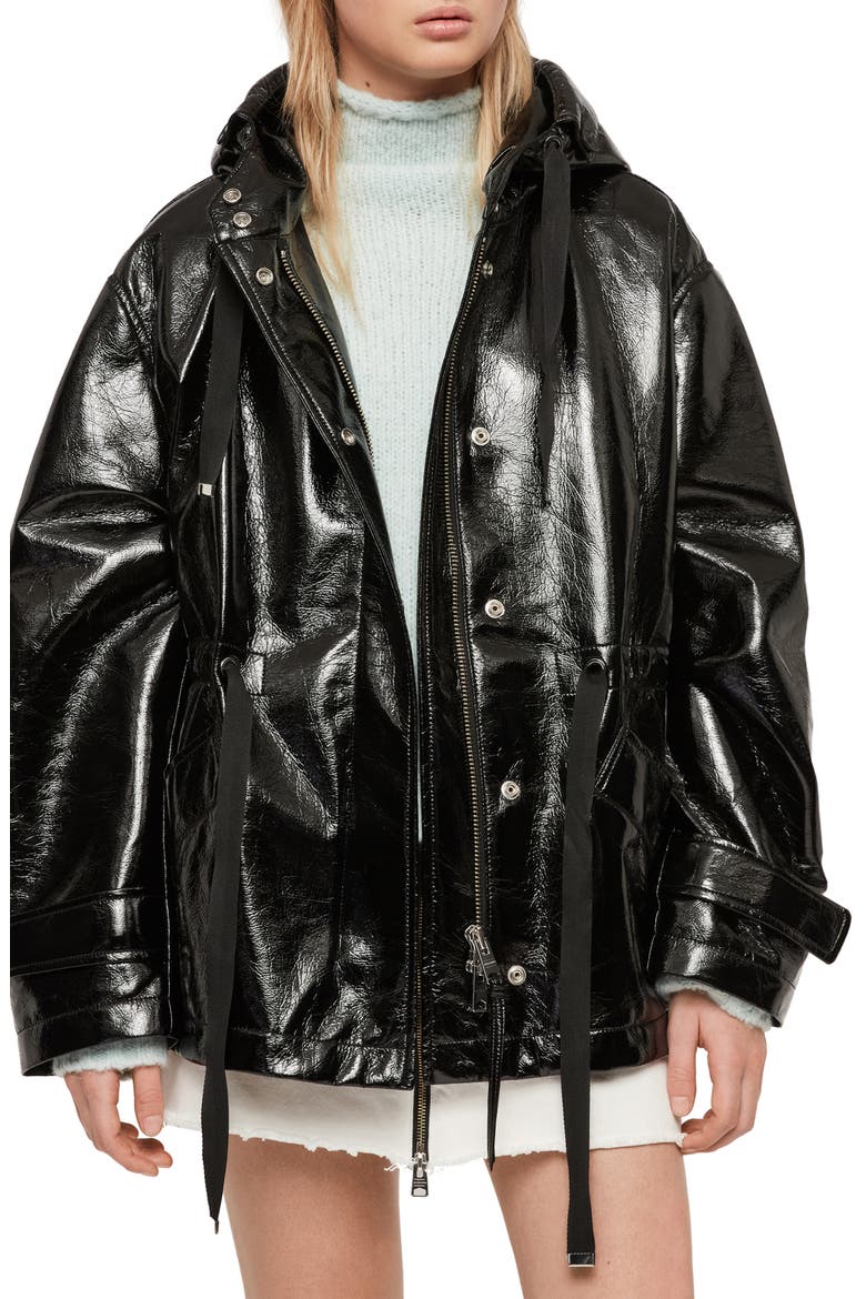 Kelsey Nya Faux Leather Jacket, Main, color, SHINY BLACK
