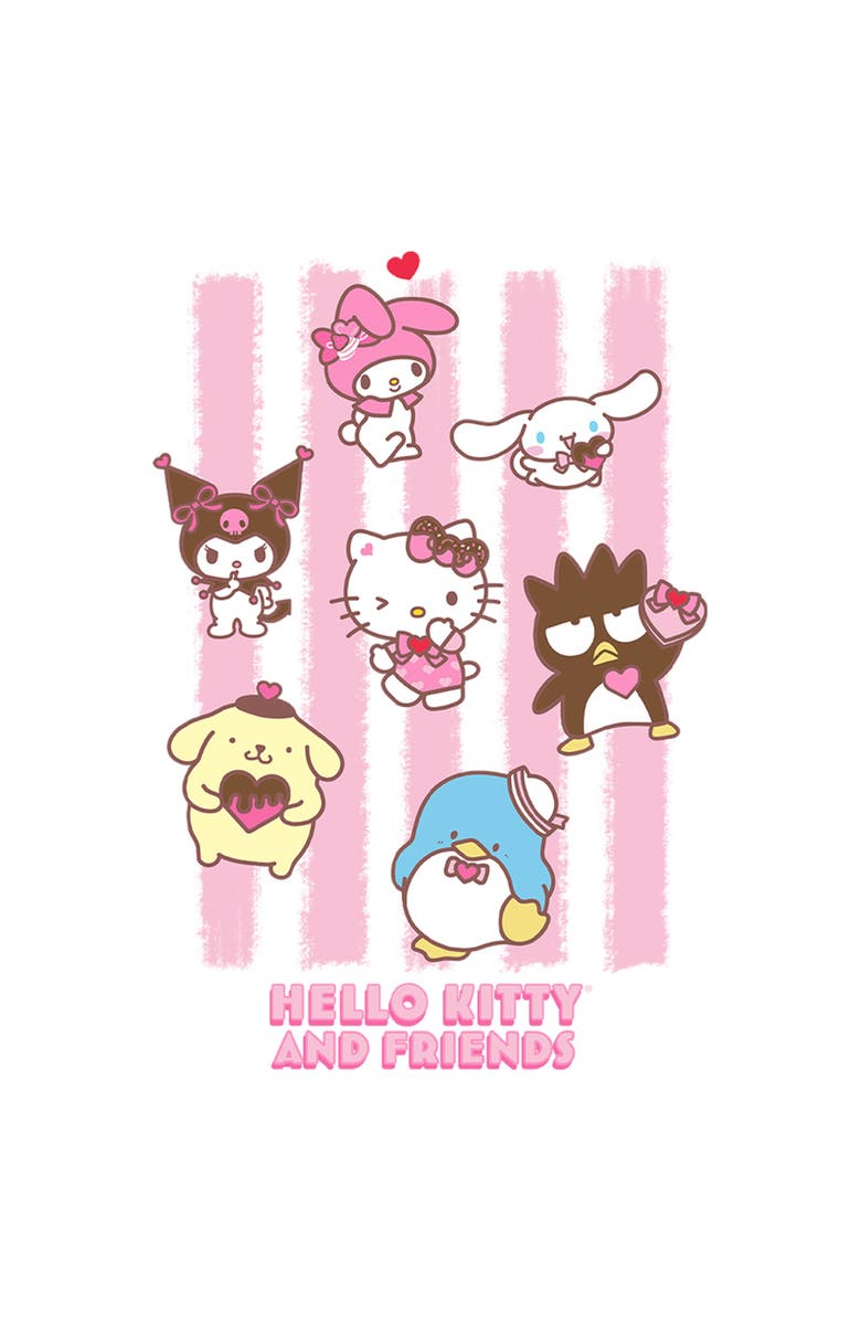 Hello Kitty Girl's Hello Kitty Stripes and Friends  Graphic T-Shirt, Alternate, color, White