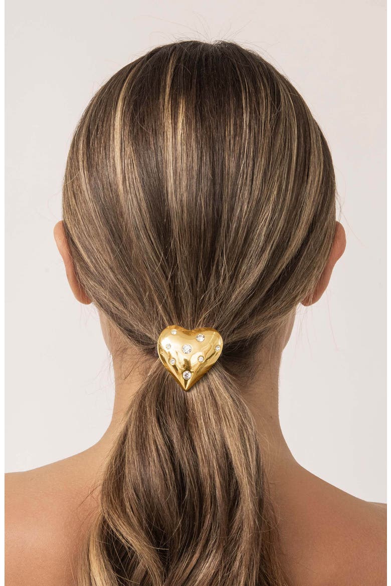 Love Embellished Heart Ponytail Holder, Alternate, color, GOLD
