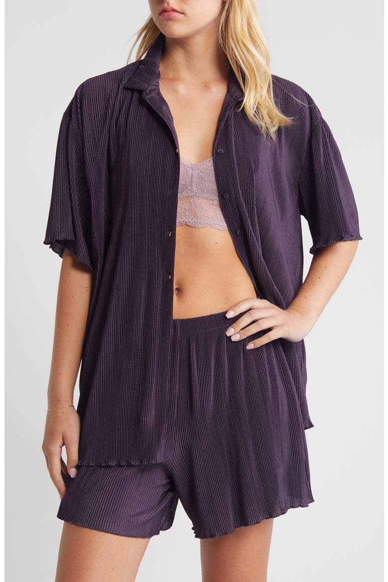 Plissé Short Pajamas, Main, color, PURPLE NIGHT