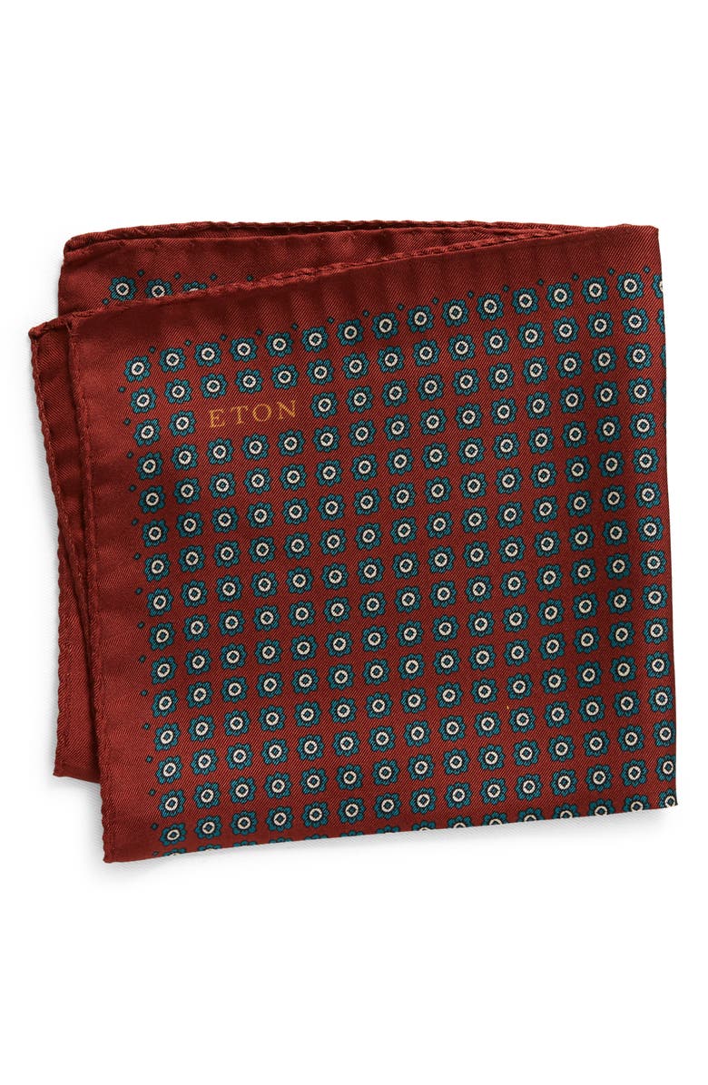 Eton Geometric Silk Pocket Square, Main, color, 