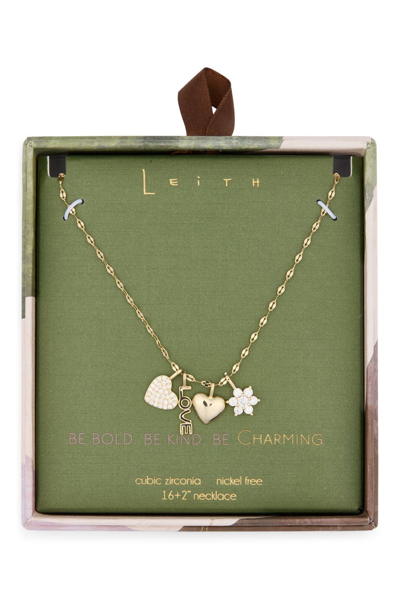 Love Charm Necklace, Main, color, CLEAR- WHITE- GOLD
