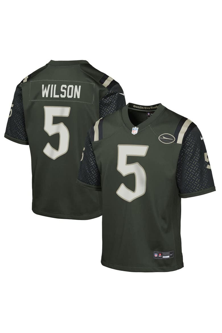 Youth Nike Garrett Wilson Gotham Green New York Jets 2025 Rivalries Collection Game Jersey, Main, color, Green