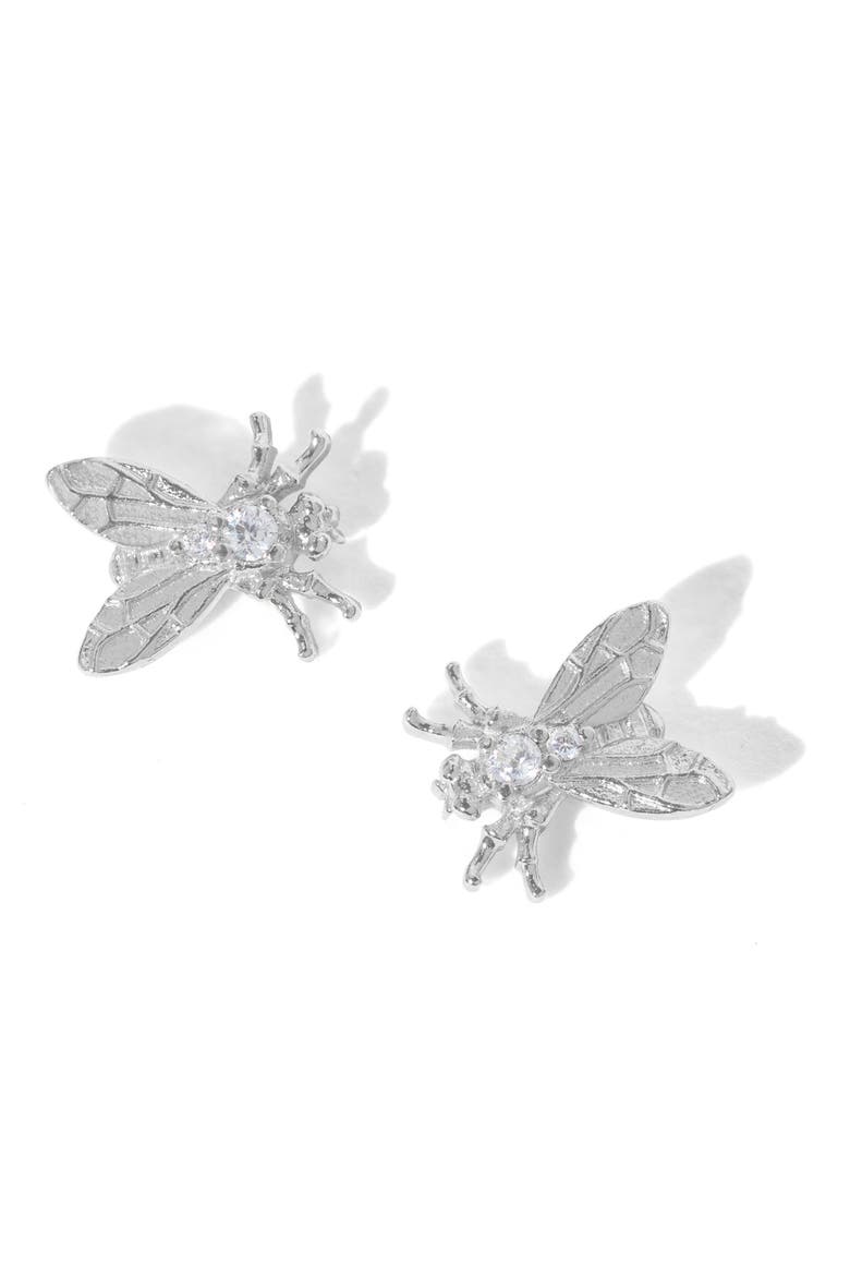 Shoo Fly Stud Earrings, Alternate, color, SILVER