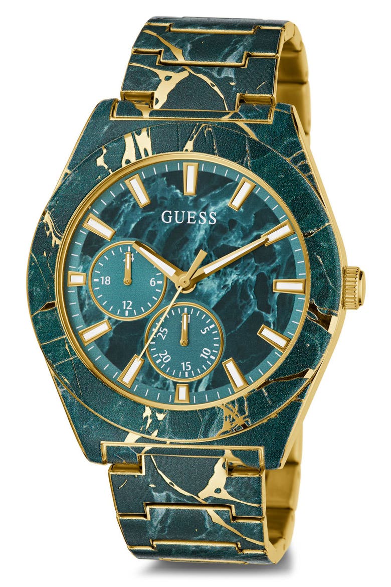 Marbled Multifunction Bracelet Watch, 44mm, Alternate, color, GREEN MARBLE