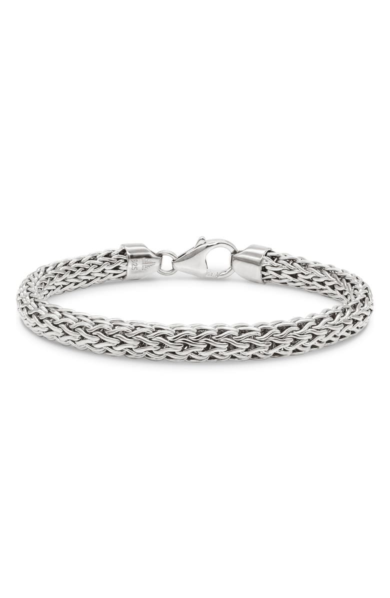 DEVATA Gender Inclusive Sterling Silver Dragon Bone Oval 7mm Chain Bracelet, Main, color, Silver