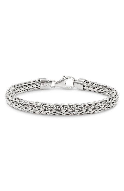 Gender Inclusive Sterling Silver Dragon Bone Oval 7mm Chain Bracelet