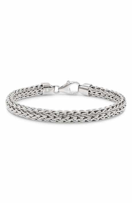 DEVATA Gender Inclusive Sterling Silver Dragon Bone Oval 7mm Chain Bracelet