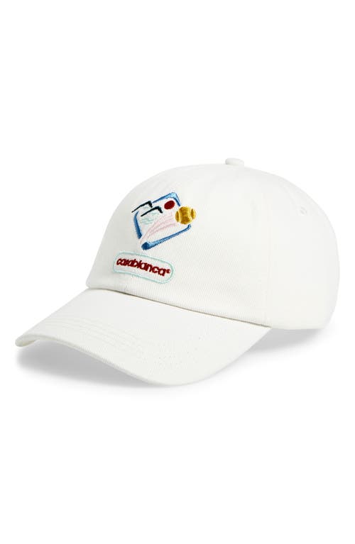 Casablanca Montagne Sportif Embroidered Adjustable Baseball Cap In White