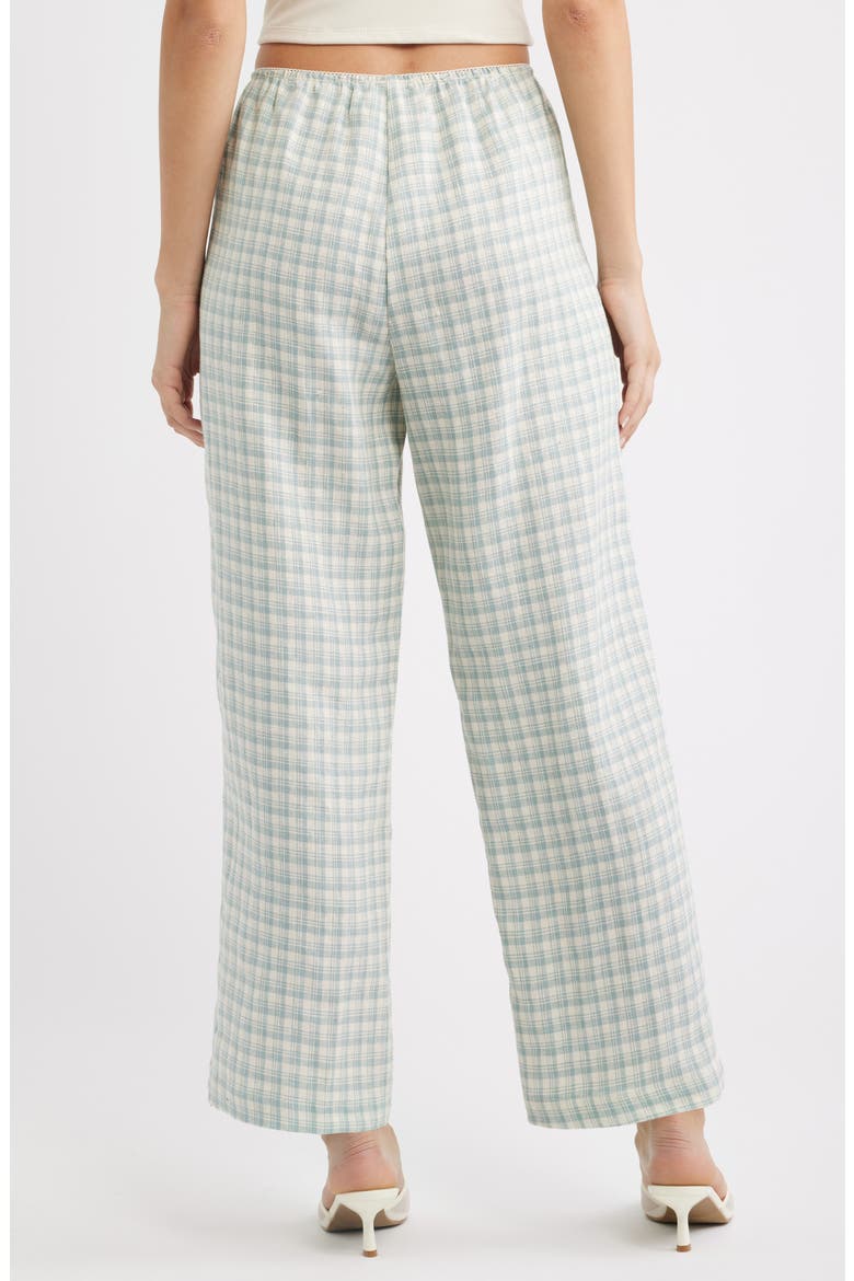Lilah Check Print Wide Leg Linen Pants, Alternate, color, ZEPHYR CHECK