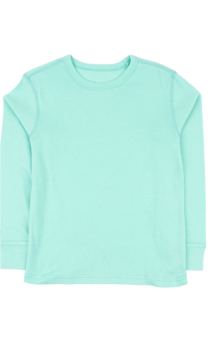 Leveret Kids Long Sleeve T-Shirt, 100% Cotton, Solid Colors, Main, color, Aqua