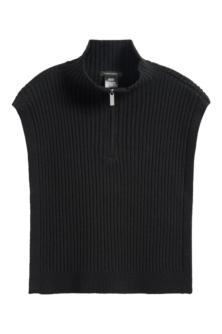 The Knit Tuck In Half Zip Dickey, Main, color, BLACK