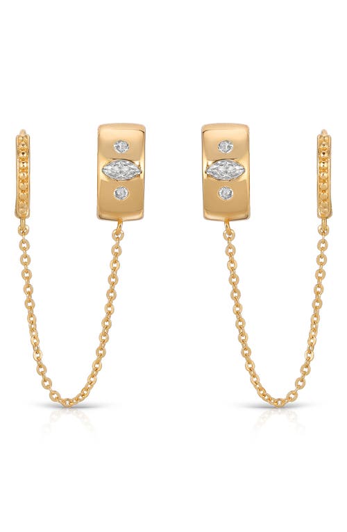 Ettika Double Piercing Chain Drop Earrings In Gold