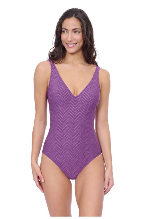 Profile by Gottex Blend V-Neck Texture One Piece in Purple  product