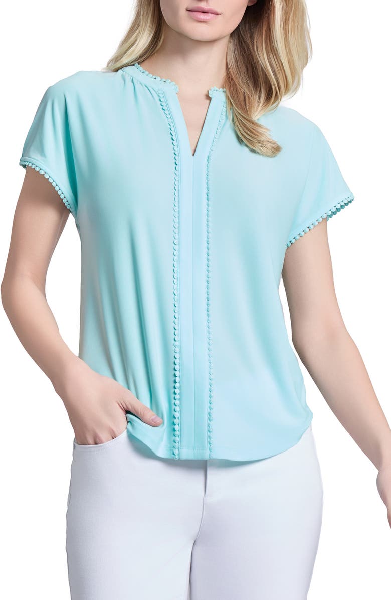 Jones New York Lace Trim V-Neck Top, Main, color,