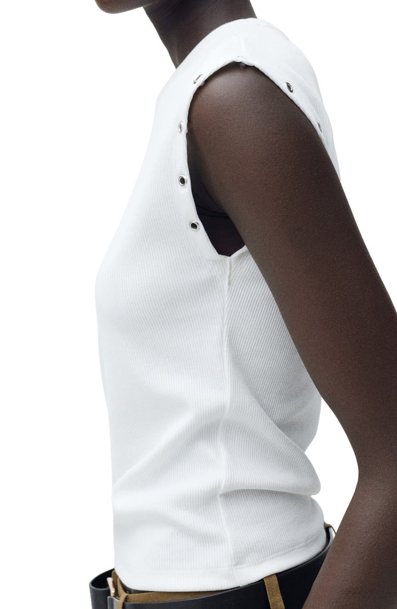 MANGO Grommet Cap Sleeve T-Shirt, Alternate, color, White